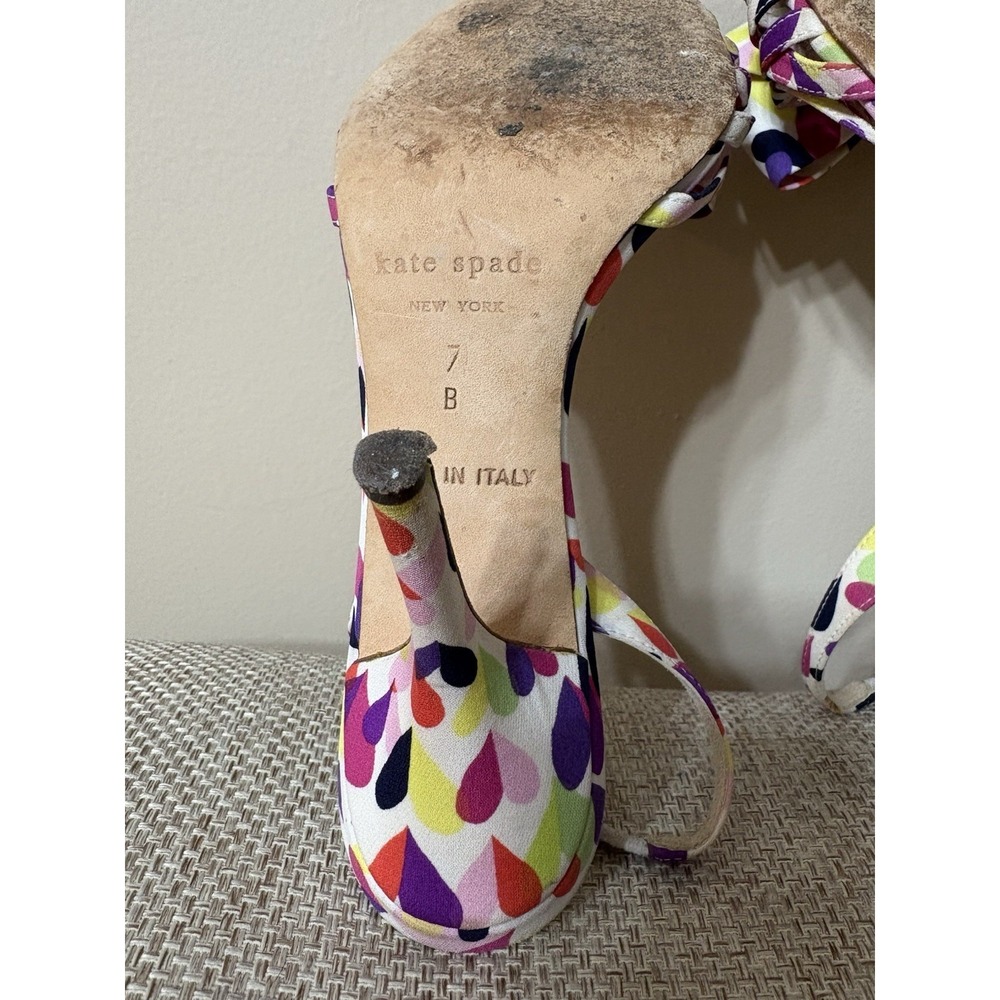 Rare Kate Spade Lourdes Multicolor Heart Heels Strappy Stiletto Size 7 - Picture 12 of 14